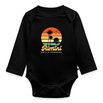 Rimini Emilia Romagna Europe Trip - Baby Bio-Langarm-Body - Schwarz - Vorne