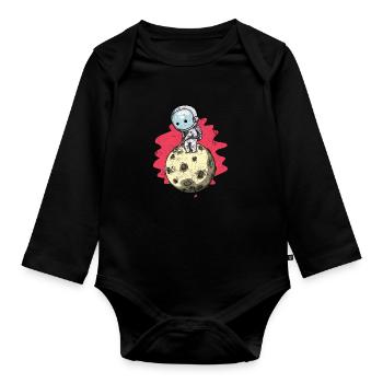 GOLF GOLFER MOON SPACE ASTRONAUT MOTIFS GESCHNEK - Organic Longsleeve Baby Bodysuit - black - Front