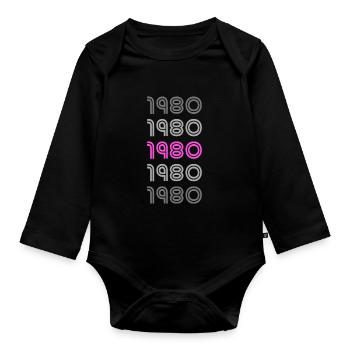 1980 - Baby Bio-Langarm-Body - Schwarz - Vorne