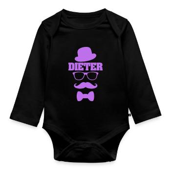 Dieter als Vorname - Baby Bio-Langarm-Body - Schwarz - Vorne