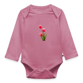 Tulipe / tulipe - Body Bébé bio manches longues - mauve - Devant