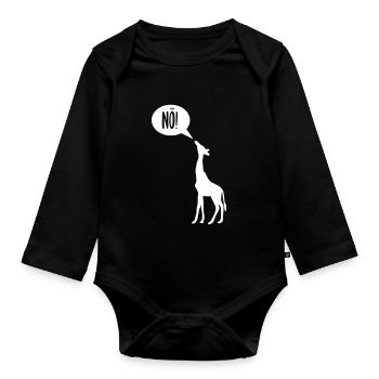Giraffe says no and is offended - Organic Longsleeve Baby Bodysuit - black - Front