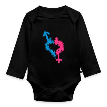 Mann Frau Symbol coeur1 - Baby Bio-Langarm-Body - Schwarz - Vorne