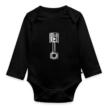 Kolben weiß - Baby Bio-Langarm-Body - Schwarz - Vorne