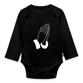 Mains - prière - Body Bébé bio manches longues - noir - Devant