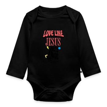 Aimer comme Jésus Visage moderne de Jésus - Body Bébé bio manches longues - noir - Devant