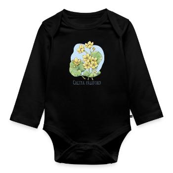 Botanische Zeichnung der Ente - Baby Bio-Langarm-Body - Schwarz - Vorne