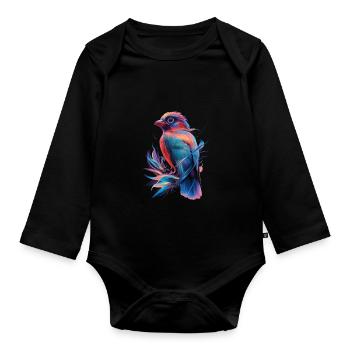 Radiant Papagei - Tropische Eleganz - Baby Bio-Langarm-Body - Schwarz - Vorne