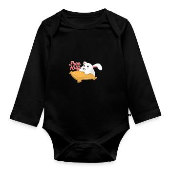 Hug Rabbit - Organic Longsleeve Baby Bodysuit - black - Front