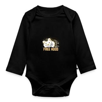 Hugging hedgehogs - Organic Longsleeve Baby Bodysuit - black - Front