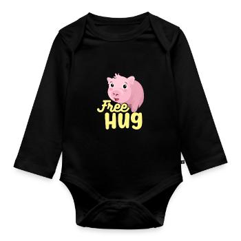 Hug Pig - Organic Longsleeve Baby Bodysuit - black - Front