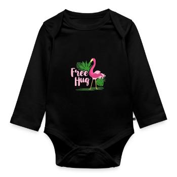 Embrace Flamingo - Organic Longsleeve Baby Bodysuit - black - Front