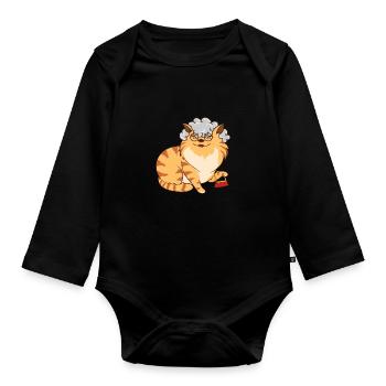 Chat Grand-mère - Body Bébé bio manches longues - noir - Devant