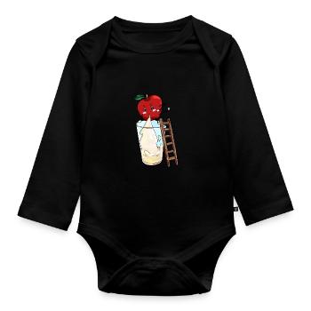 Apple drools apple juice - Organic Longsleeve Baby Bodysuit - black - Front