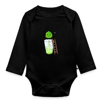 Lime pees lemonade - Organic Longsleeve Baby Bodysuit - black - Front