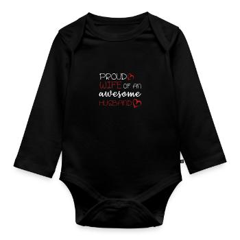 Femme fière maman génial idée cadeau mari - Body Bébé bio manches longues - noir - Devant
