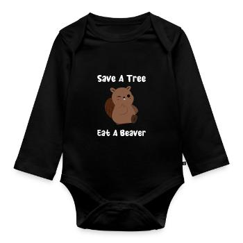 Bieber Rodent Funny Saying - Organic Longsleeve Baby Bodysuit - black - Front