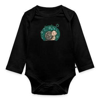 Escargot avec étoiles - Body Bébé bio manches longues - noir - Devant