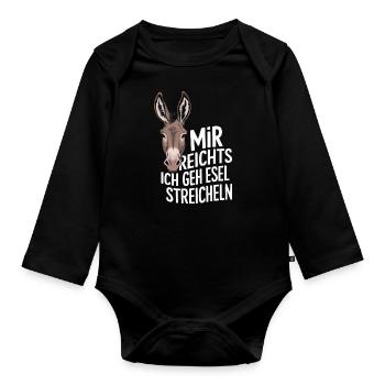 Esel Eselchen Maultier Muli - Baby Bio-Langarm-Body - Schwarz - Vorne