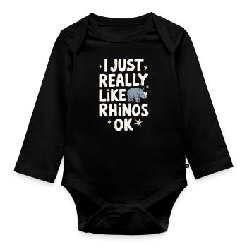 Nashorn Rhinozeros - Baby Bio-Langarm-Body - Schwarz - Vorne