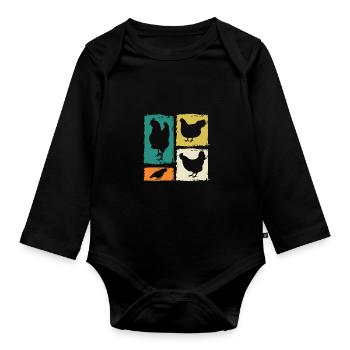 Poules Poule - Body Bébé bio manches longues - noir - Devant