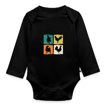 Chicken Rooster - Organic Longsleeve Baby Bodysuit - black - Front