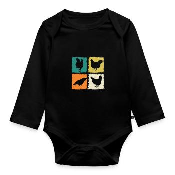 Poules Poule - Body Bébé bio manches longues - noir - Devant