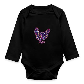 Poules Poule - Body Bébé bio manches longues - noir - Devant