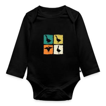 Goose - Organic Longsleeve Baby Bodysuit - black - Front