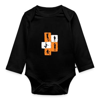 Basketballspieler Basketball - Baby Bio-Langarm-Body - Schwarz - Vorne