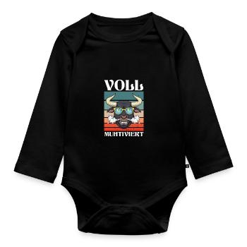 Cow Fully Muhtived - Organic Longsleeve Baby Bodysuit - black - Front