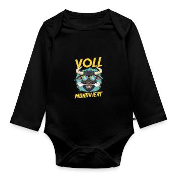 Cow Fully Muhtived - Organic Longsleeve Baby Bodysuit - black - Front