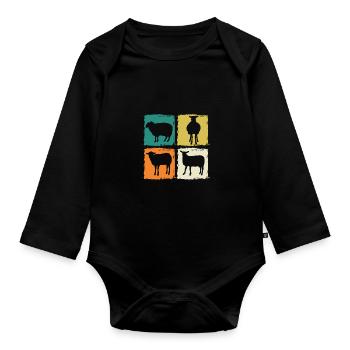 Shepherd Sheep - Organic Longsleeve Baby Bodysuit - black - Front
