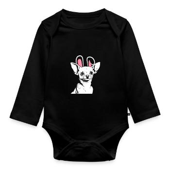 Chien Lapin Chihuahua - Body Bébé bio manches longues - noir - Devant