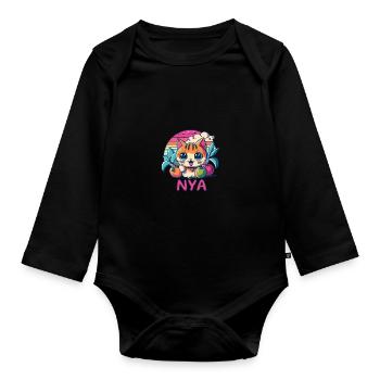 Süße Katze - Nya - Baby Bio-Langarm-Body - Schwarz - Vorne