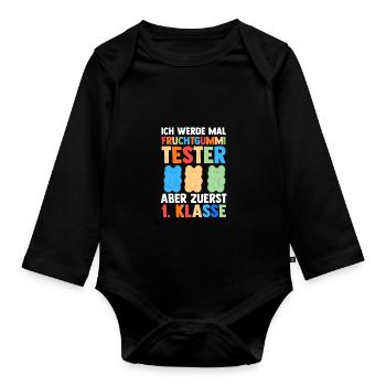 Garderie Sortants Première Primaire Inscription Écolier - Body Bébé bio manches longues - noir - Devant