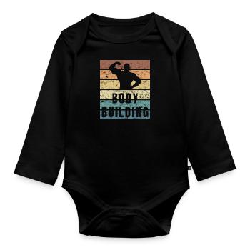 Super Bodybuilding - Installing Muscles - Organic Longsleeve Baby Bodysuit - black - Front