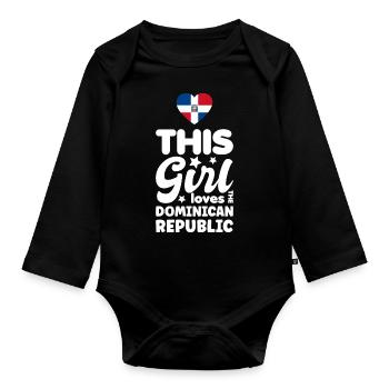 Dominican Republic Flag Dom Rep Flag Travel - Organic Longsleeve Baby Bodysuit - black - Front