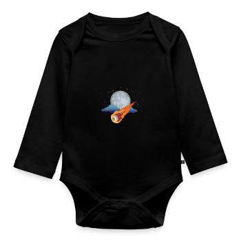 Planet meteorite moon sky stars - Organic Longsleeve Baby Bodysuit - black - Front