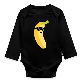 Coole Banane Geschenk Obst Vegetarier Veganer - Baby Bio-Langarm-Body - Schwarz - Vorne