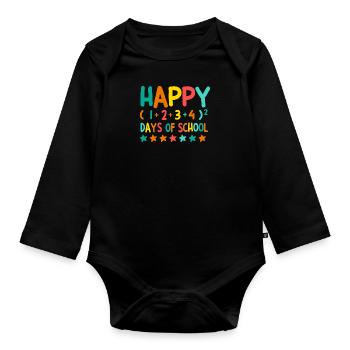 100 Days Of School 100 th days of school math - Baby Bio-Langarm-Body - Schwarz - Vorne
