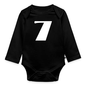 7 YEARS. 7th ANNIVERSARY. BIRTHDAY 7 YEARS. 7 - Organic Longsleeve Baby Bodysuit - black - Front