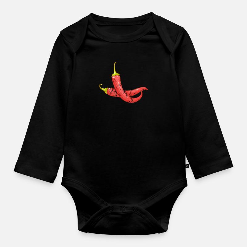 Piments de style grunge vintage rétro - Body Bébé bio manches longues - noir