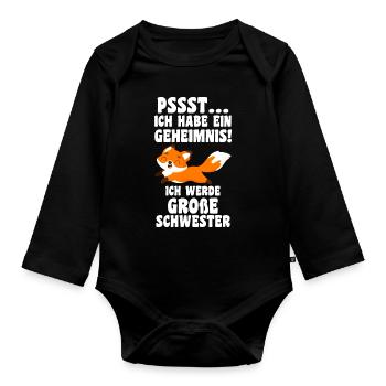Schwestern Fuchs grosse Schwester Fuchs Geschenk - Baby Bio-Langarm-Body - Schwarz - Vorne