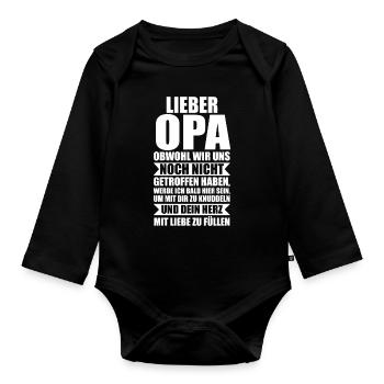 Opa Großvater Großväter Geschenk - Baby Bio-Langarm-Body - Schwarz - Vorne