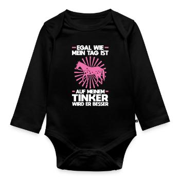 Tinker Pferd Reiter Geschenk - Baby Bio-Langarm-Body - Schwarz - Vorne
