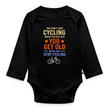 Mountainbike Mountainbiken Mountainbiker - Baby Bio-Langarm-Body - Schwarz - Vorne