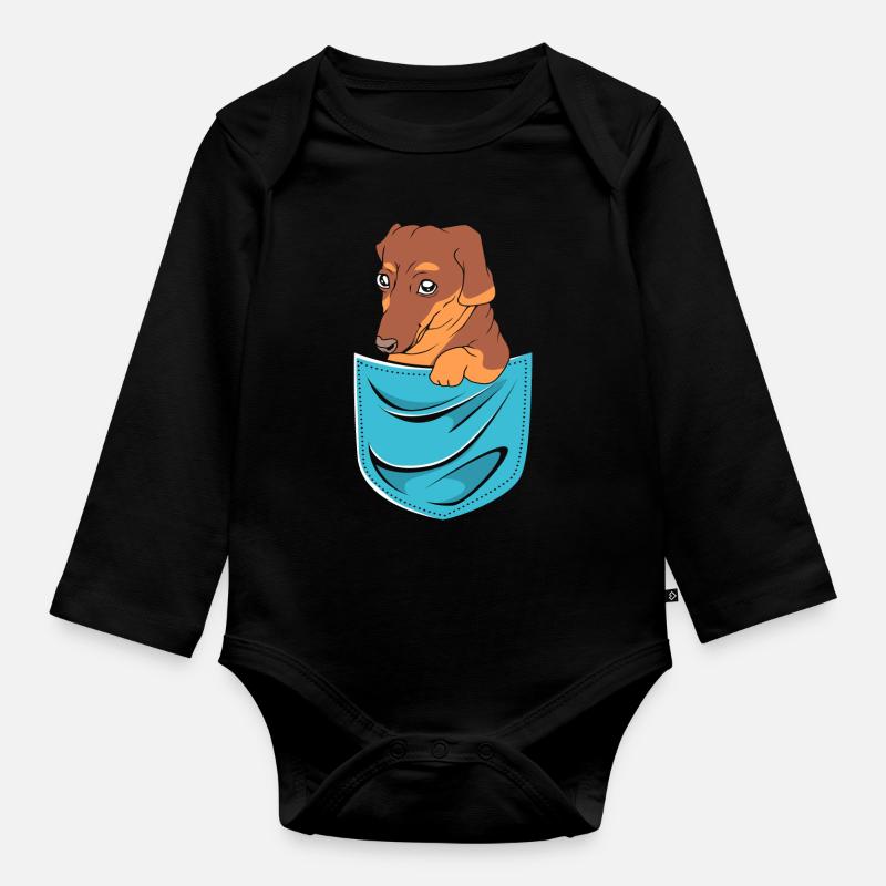 Dackel - Baby Bio-Langarm-Body - Schwarz