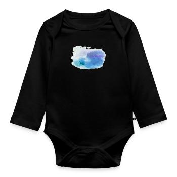 watercolour blue - Organic Longsleeve Baby Bodysuit - black - Front