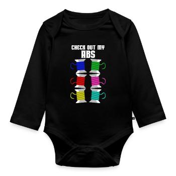 Check Out My Abs - 3D Printer - Organic Longsleeve Baby Bodysuit - black - Front
